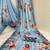 blue heavy silk blend printed saree with pape mirror work & mirror border