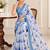 blue heavy silk blend printed saree with pape mirror work & mirror border