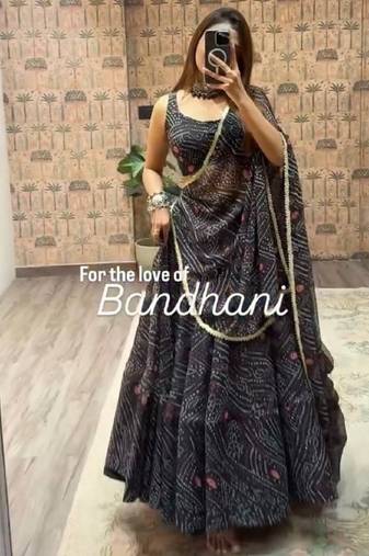 Black Navratri Lehenga Choli With Dupatta