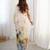 off white heavy silk blend printed saree with pape mirror work & mirror border