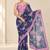 navy blue heavy silk blend printed saree with pape mirror work & mirror border