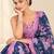 navy blue heavy silk blend printed saree with pape mirror work & mirror border