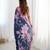 navy blue heavy silk blend printed saree with pape mirror work & mirror border