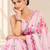 pink heavy silk blend printed saree with pape mirror work & mirror border