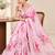 pink heavy silk blend printed saree with pape mirror work & mirror border