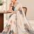 off white heavy silk blend printed saree with pape mirror work & mirror border