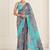 grey heavy silk blend printed saree with pape mirror work & mirror border