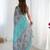 grey heavy silk blend printed saree with pape mirror work & mirror border