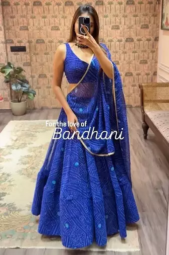 Navy Blue Navratri Lehenga Choli With Dupatta