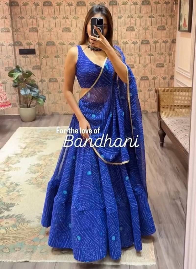 Navy Blue Navratri Lehenga Choli With Dupatta