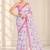 white heavy silk blend printed saree with pape mirror work & mirror border