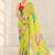 green heavy silk blend printed saree with pape mirror work & mirror border