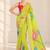 green heavy silk blend printed saree with pape mirror work & mirror border