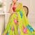 green heavy silk blend printed saree with pape mirror work & mirror border