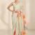 green heavy silk blend printed saree with pape mirror work & mirror border