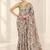 beige heavy silk blend printed saree with pape mirror work & mirror border