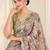 beige heavy silk blend printed saree with pape mirror work & mirror border