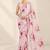 baby pink heavy silk blend printed saree with pape mirror work & mirror border