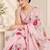 baby pink heavy silk blend printed saree with pape mirror work & mirror border