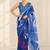 blue heavy silk blend printed saree with pape mirror work & mirror border
