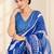 blue heavy silk blend printed saree with pape mirror work & mirror border