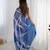 blue heavy silk blend printed saree with pape mirror work & mirror border