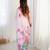 baby pink heavy silk blend printed saree with pape mirror work & mirror border