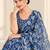 blue heavy silk blend printed saree with pape mirror work & mirror border