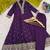 Women wine purple embroidered v-neck a-line kurta pant set with contrast green dupatta