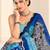 blue heavy silk blend printed saree with pape mirror work & mirror border