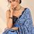blue heavy silk blend printed saree with pape mirror work & mirror border