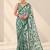 green heavy silk blend printed saree with pape mirror work & mirror border