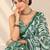 green heavy silk blend printed saree with pape mirror work & mirror border