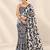 black heavy silk blend printed saree with pape mirror work & mirror border