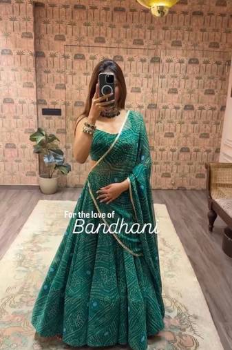 Dark Green Navratri Lehenga Choli With Dupatta