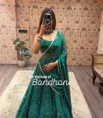 Dark Green Navratri Lehenga Choli With Dupatta