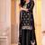Women's black embroidered kurta with sharara and dupatta set