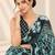 teal heavy silk blend printed saree with pape mirror work & mirror border