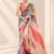 multicolor heavy silk blend printed saree with pape mirror work & mirror border