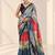 multicolor heavy silk blend printed saree with pape mirror work & mirror border