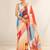 multicolor heavy silk blend printed saree with pape mirror work & mirror border