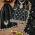 Women's black embroidered kurta with sharara and dupatta set