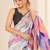multicolor heavy silk blend printed saree with pape mirror work & mirror border