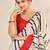 off white heavy silk blend printed saree with pape mirror work & mirror border