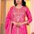 Women’s pink silk embroidered kurti with sharara and dupatta set