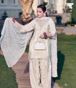 Festive special white embroidered farshi suit set 3-piece