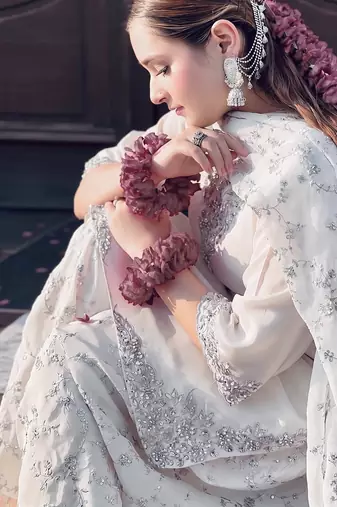 Festive special white embroidered farshi suit set 3-piece