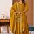 Trendy mustard embroidered kurti with flared palazzo and dupatta set