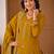 Trendy mustard embroidered kurti with flared palazzo and dupatta set