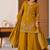 Trendy mustard embroidered kurti with flared palazzo and dupatta set